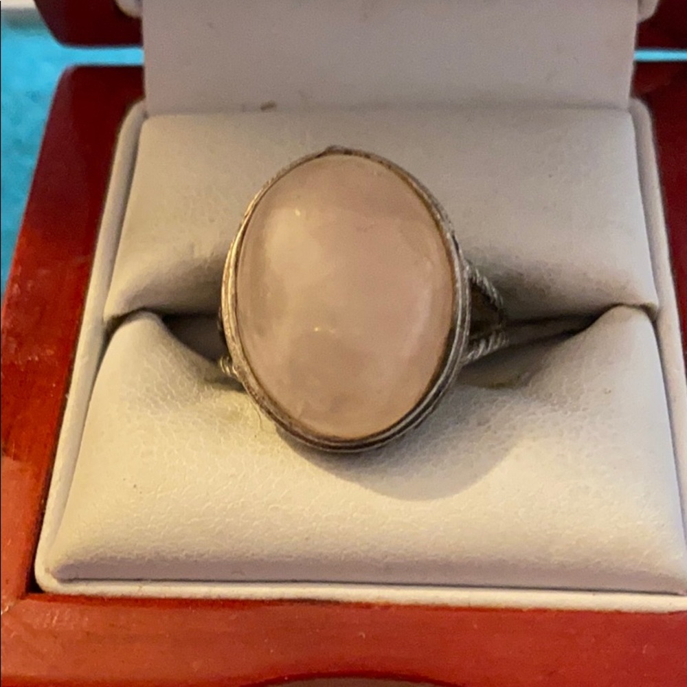 Sterling silver pink quartz vintage ring